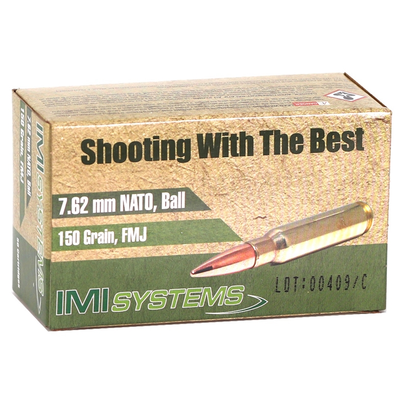 IMI Systems 7.62x51mm NATO M80 Ammo 150 Grain Full Metal Jacket - 100319940US