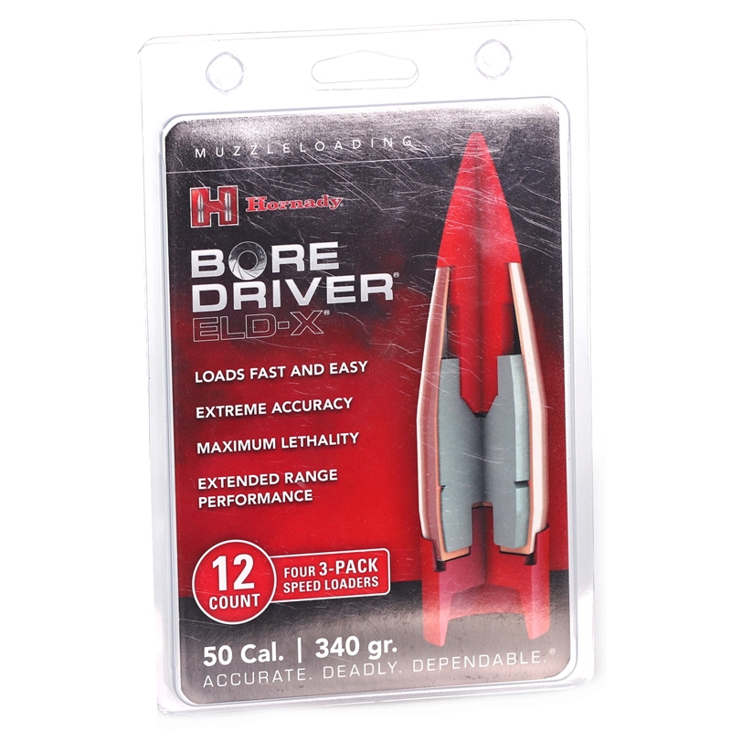 Hornady Bore Driver ELD-X 50 Caliber Muzzleloader Ammunition 340 Grain Bullets - 67714