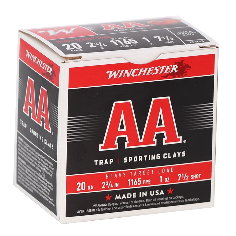Winchester AA Heavy Target 20 Gauge Ammo 2 3/4" 1 oz. #7.5 Shot 