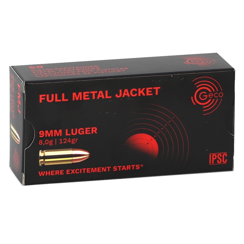 GECO 9mm Ammo 124 Grain Full Metal Jacket - 210040050