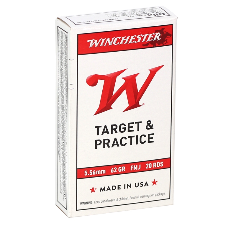 Winchester Target and Practice 5.56mm NATO Ammo 62 Grain Full Metal Jacket - USA5562