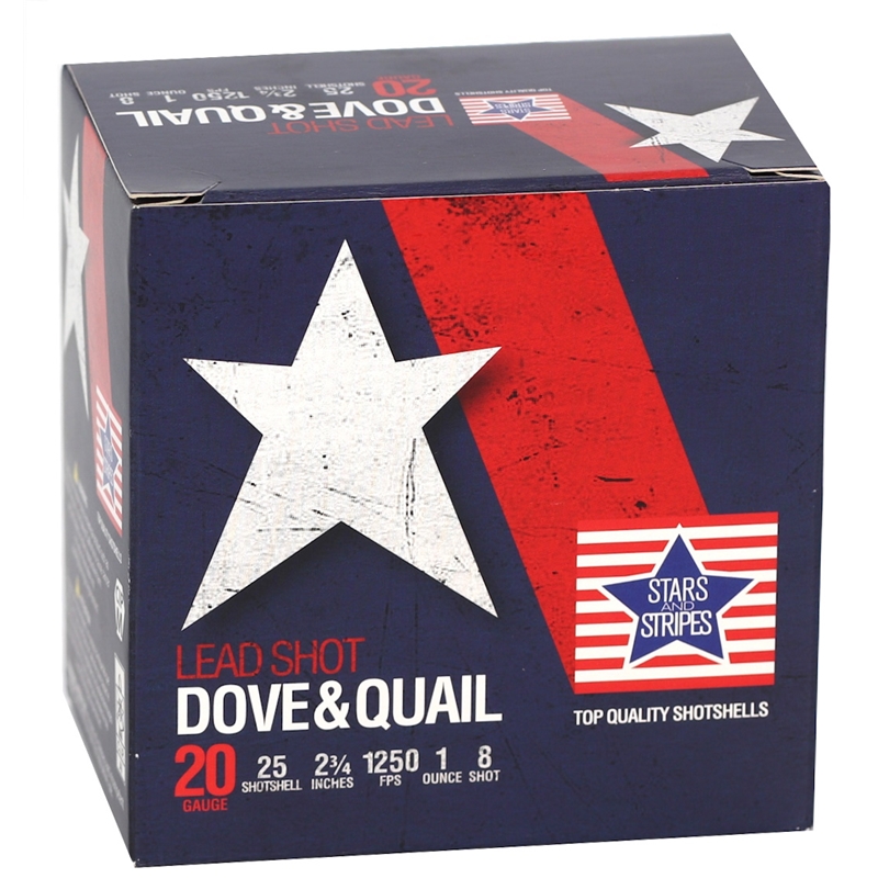 Stars and Stripes Dove & Quail 20 Gauge Ammo 2 3/4" 1 oz #8 Shot - CDQ82808