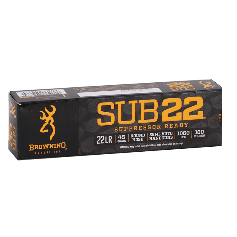 Browning Sub-22 22 Long Rifle Ammo 45 Grain Lead Round Nose - B194122102