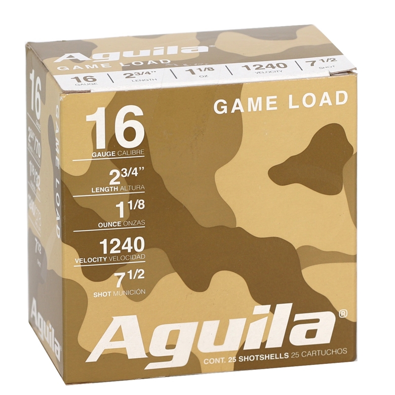 Aguila Aguila Game Load 16 Gauge Ammo 2 3/4" 1 1/8 oz #7.5 Lead Shot - 1CHB1607