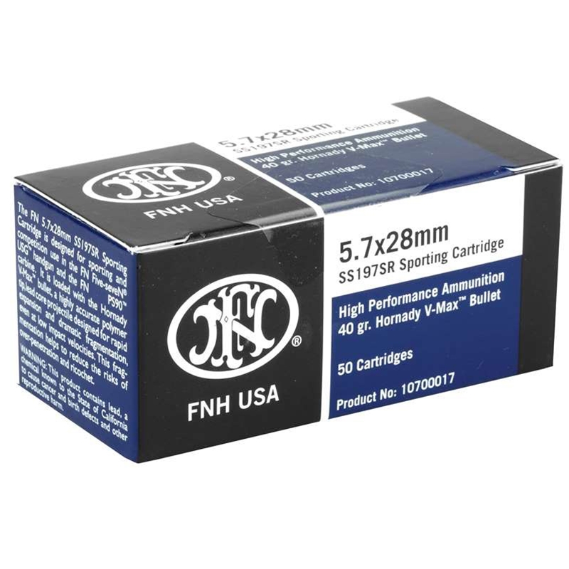 FN Herstal 5.7x28mm Ammo 40 Grain Hornady V-Max - SS197SR500