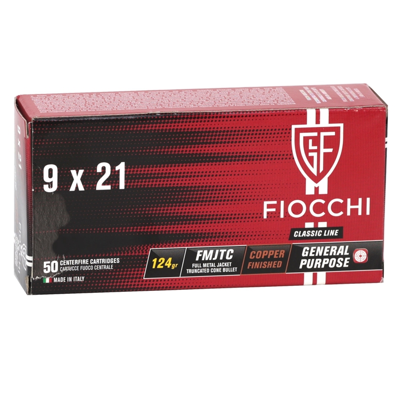 Fiocchi Classic Line 9x21 mm IMI Ammo 124 Grain Full Metal Jacket Truncated Cone – 9x21mm124
