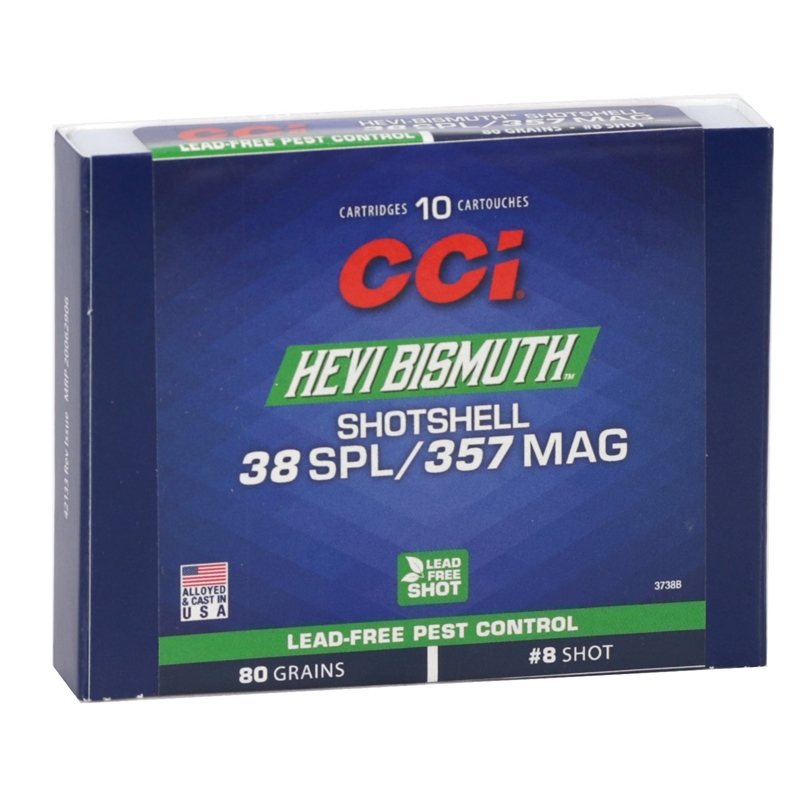 CCI Pest Control HEVI‑Bismuth 38 Special/357 Magnum Ammo 80 Grain Bismuth Shotshell – 3738B
