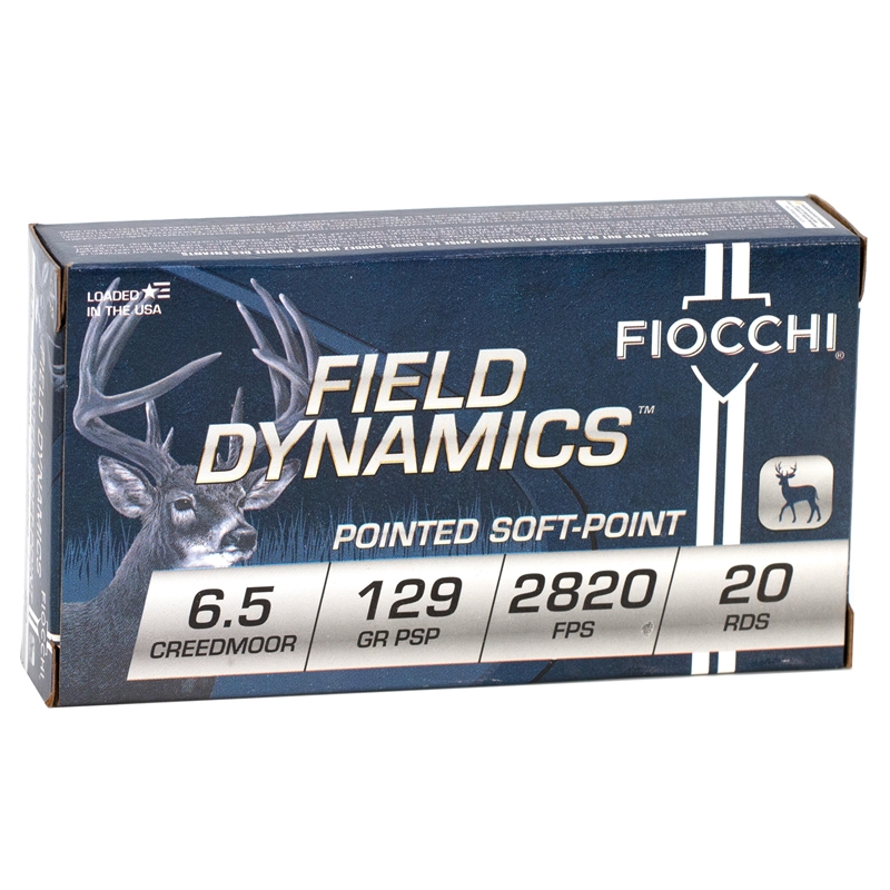 Fiocchi Field Dynamics 6.5 Creedmoor Ammo 129 Grain Pointed Soft Point - 65CMB