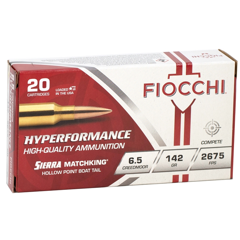 Fiocchi Hyperformance 6.5 Creedmoor Ammo 142 Grain Sierra MatchKing Boat Tail Hollow Point - 65CMMKC