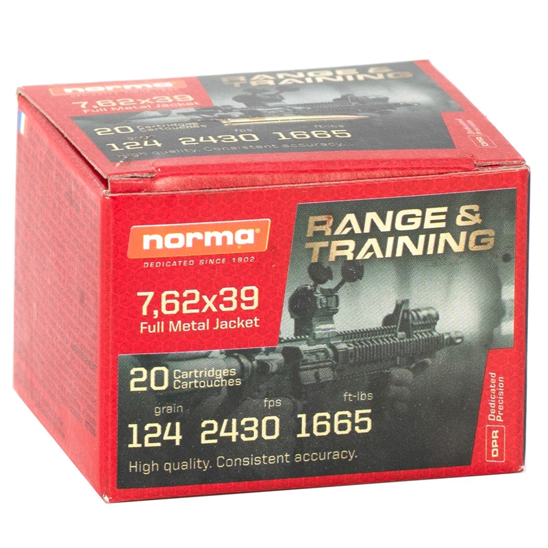 Norma Tactical 7.62x39mm Ammo 124 Grain Full Metal Jacket - 295540020  