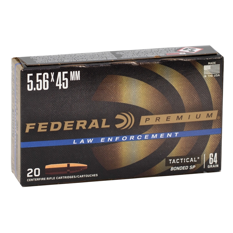 Federal Law Enforcement 5.56x45mm Ammo 64 Grain Bonded Soft Point - LE556T4