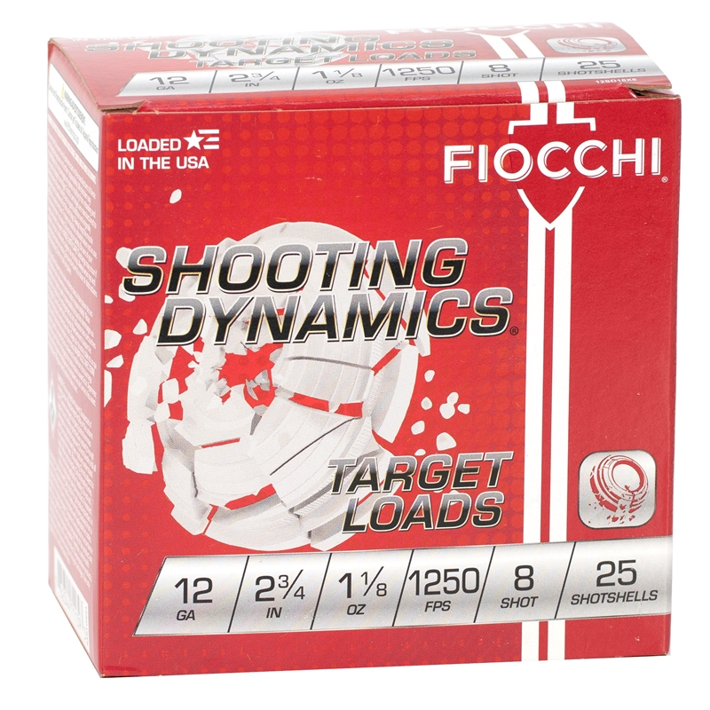 Fiocchi Shooting Dynamics 12 Gauge 2-3/4" Ammo 1 1/8oz. #8 Shot Target Load