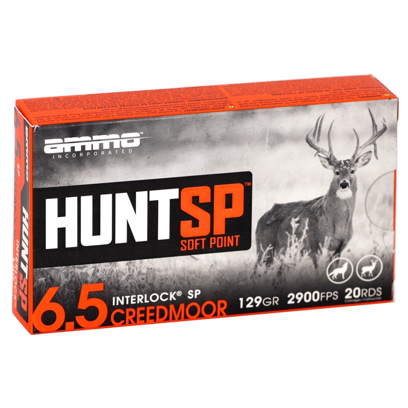 Ammo Inc Hunt SP 6.5 Creedmoor Ammo 129 Grain InterLock Soft Point – 65CM129SP‑A20