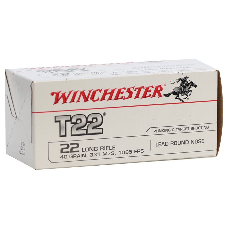 Winchester T22 22 Long Rifle Ammo 40 Grain Lead Round Nose - WT22LRE