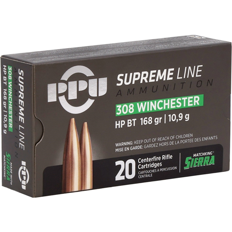 Prvi Partizan Supreme 308 Winchester Ammo 168 Grain Sierra Match King Hollow Point Boat Tail - PPMK308