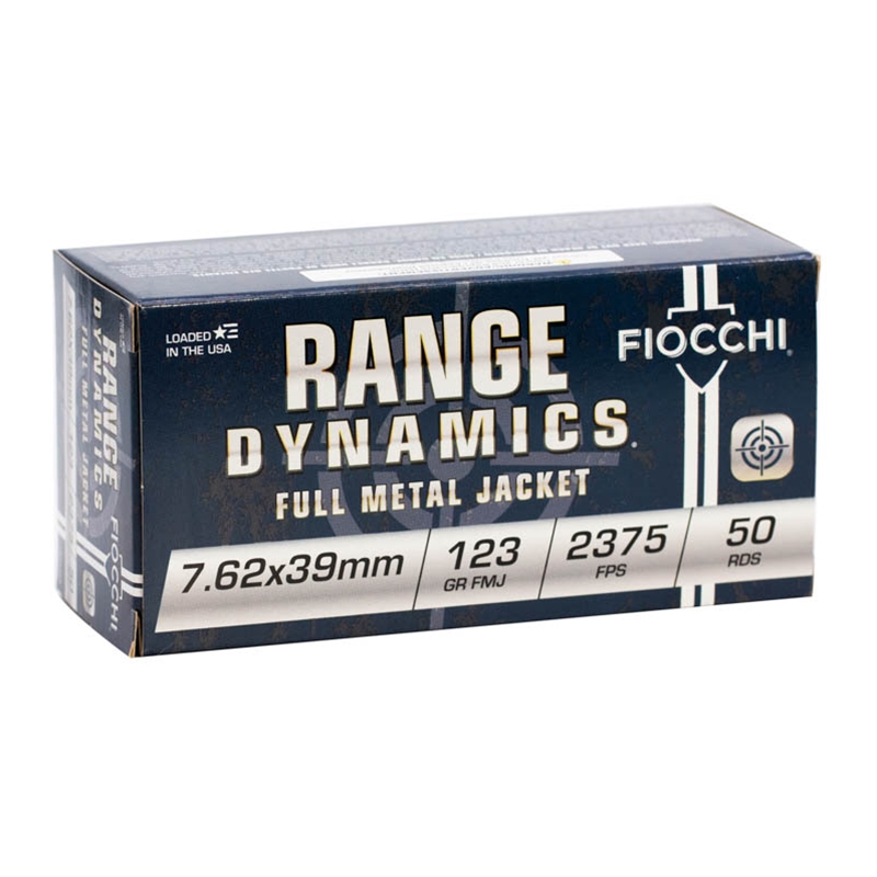 Fiocchi Range Dynamics 7.62x39mm Ammo 123 Grain Full Metal Jacket - 762X39A