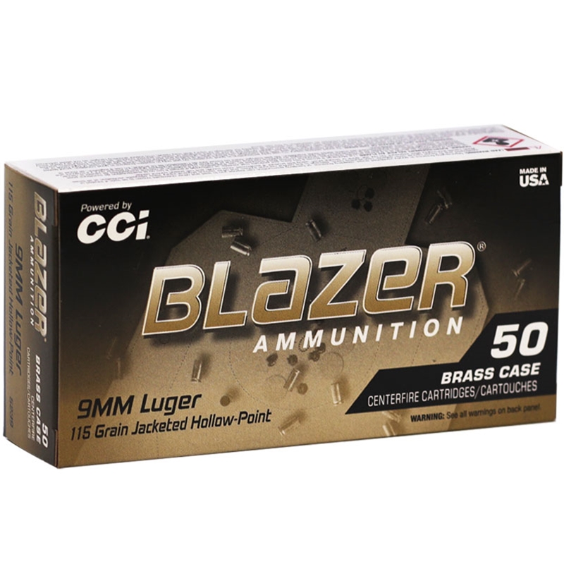 CCI Blazer Brass 9mm Ammo 115 Grain Jacketed Hollow Point - 5239