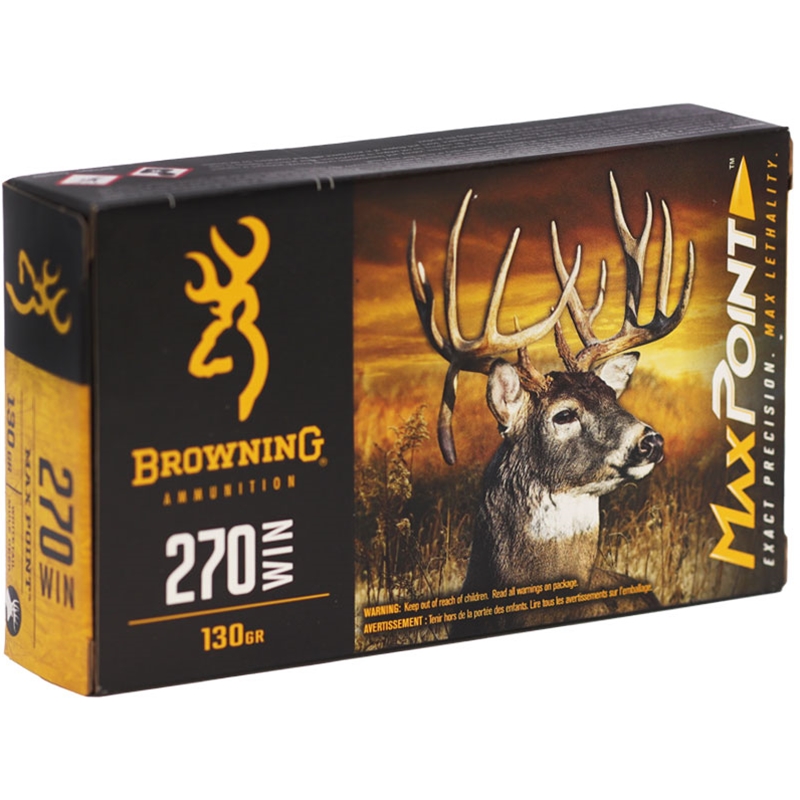 Browning Max Point 270 Winchester Ammo 130 Grain Polymer Tip - B192102702