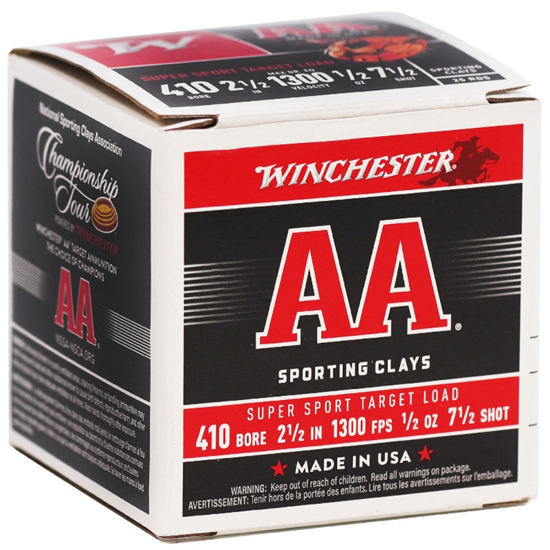 Winchester AA Sporting Clays 410 Bore Ammo 2 1/2" 1/2oz. #7 1/2 Shot - AASC417