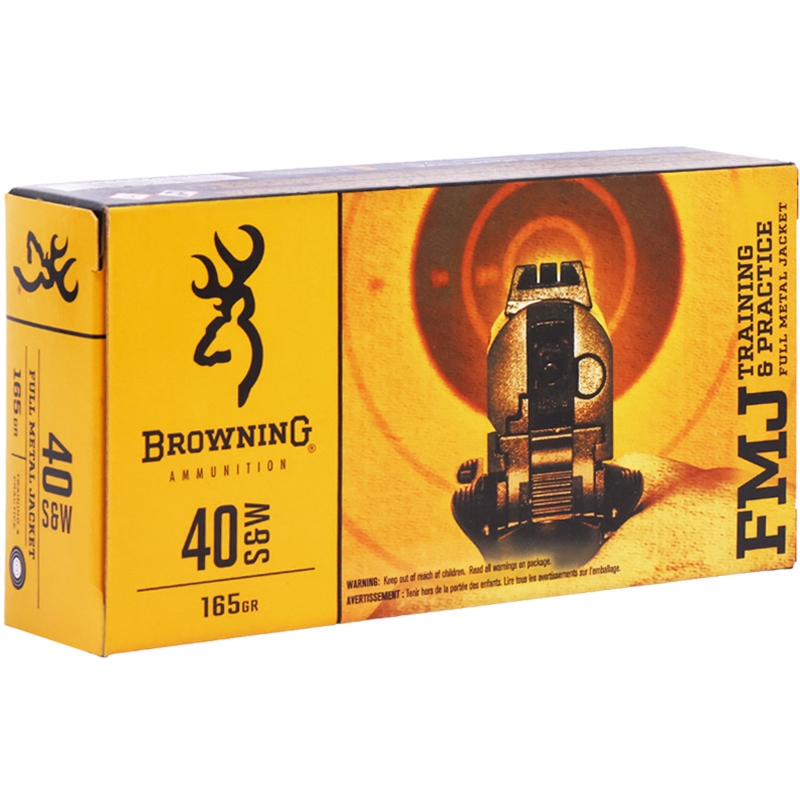 Browning Training and Practice 40 S&W Ammo 165 Grain Full Metal Jacket - B191800402