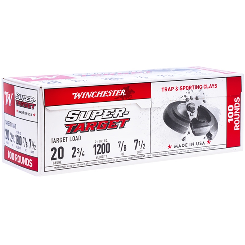 Winchester Super Target 20 Gauge Ammo 2 3/4" 7/8 oz #7 1/2 Lead Shot VP - TRGT207VP