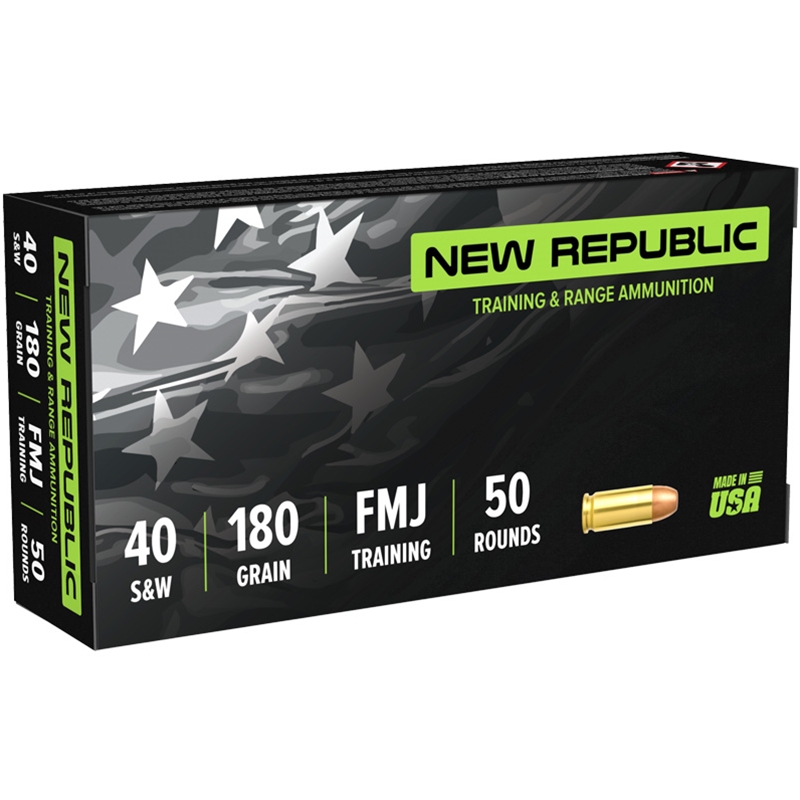 New Republic Training & Range 40 S&W Ammo 180 Grain Full Metal Jacket - NR4018050
