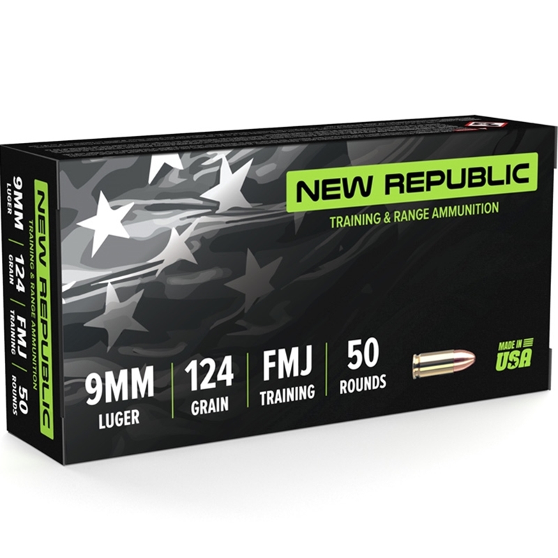 New Republic Training and Range 9mm Ammo 124 Grain Full Metal Jacket - NR912450