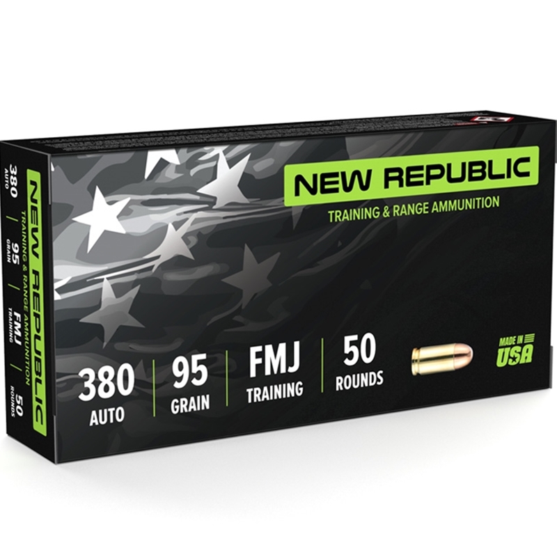 New Republic Training and Range 380 ACP Ammo 95 Grain Full Metal Jacket - NR3809550 