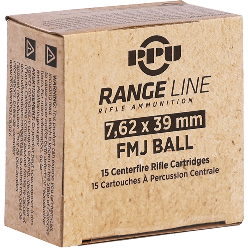 Prvi Partizan Range Line 7.62x39mm Ammo 123 Grain Full Metal Jacket - PPR739