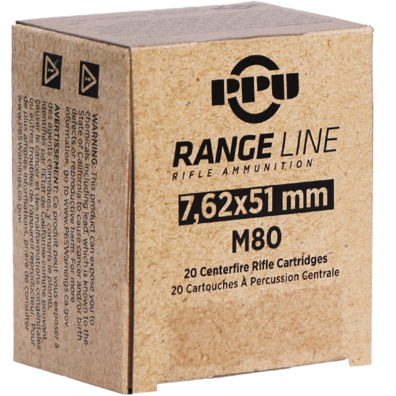 Prvi Partizan Range Line 7.62x51mm Ammo 145 Grain Full Metal Jacket - PPR751
