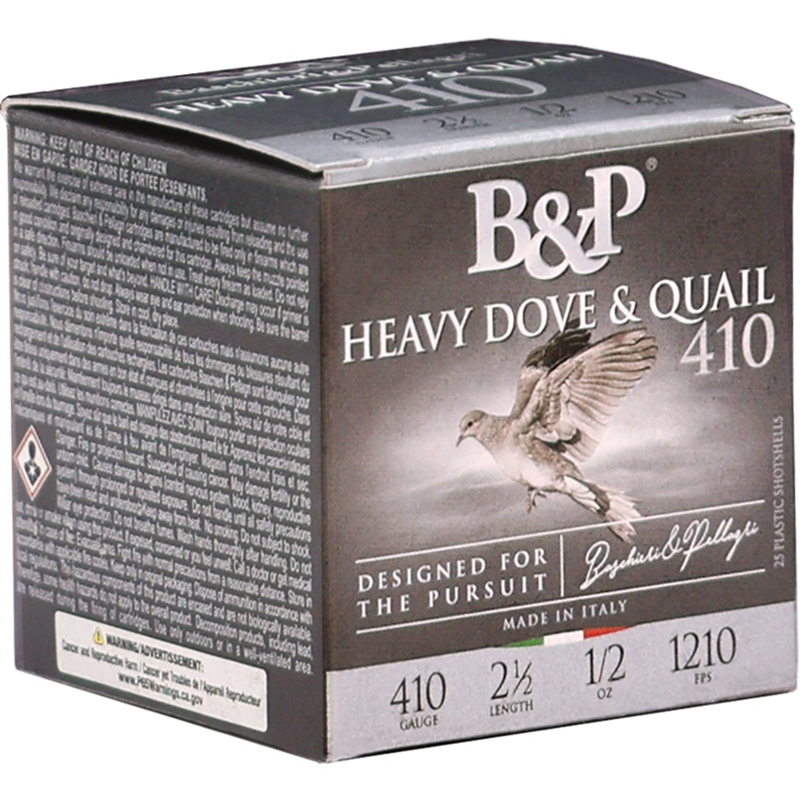B&P Heavy Dove & Quail 410 Gauge Ammo 2 1/2" 1/2 oz #6 Lead Shot - 410BD6