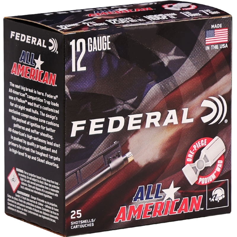 Federal All American 12 Gauge Ammo 2 3/4" 1 1/8 oz #7.5 Lead Shot 394 Pellets - FAA12HC 7.5