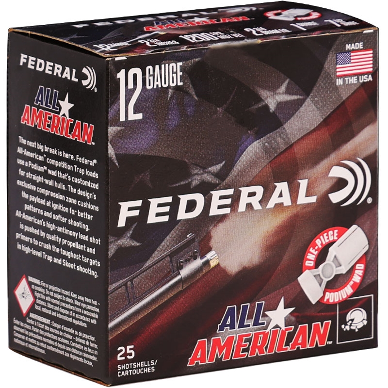Federal All American 12 Gauge Ammo 2 3/4" 1 oz #7.5 Lead Shot 350 Pellets - FAA12L1 7.5
