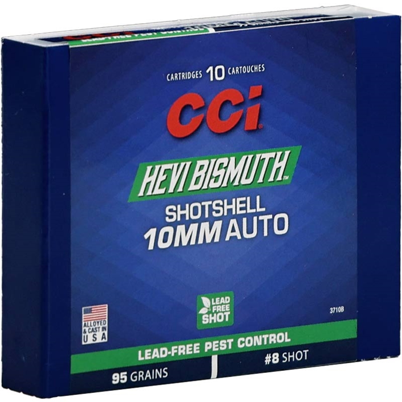 CCI Pest Control 10mm Auto Ammo 95 Grain #8 Bismuth Shot - 3710B
