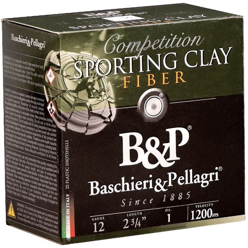 B&P Sporting Clay Fiber 12 Gauge Ammo 2 3/4" 1 oz #8 Lead Shot - 12B1SCF8