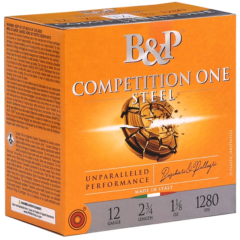 B&P Competition One 12 Gauge Ammo 2 3/4" 1 1/8 oz #7.5 Steel Shot - 12B18GC7