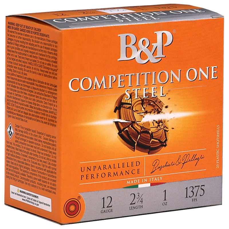 B&P Competition One 12 Gauge Ammo 2 3/4" 1 oz #7.5 Steel Shot - 12B1GCP7