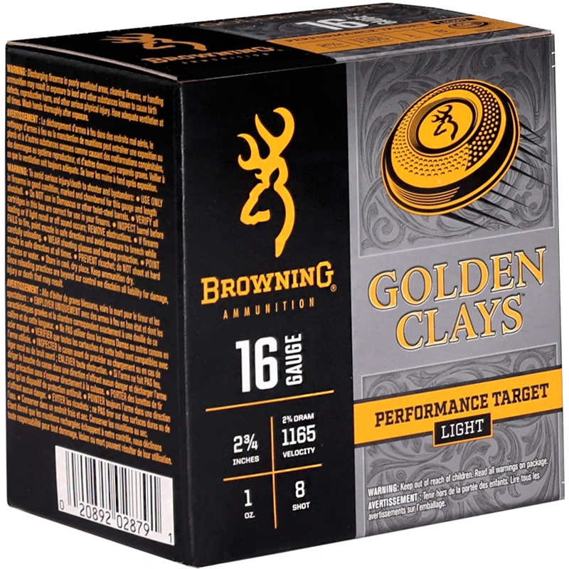 Browning Golden Clays 16 Gauge Ammo 2 3/4" 1 oz #8 Lead Shot - BGC168