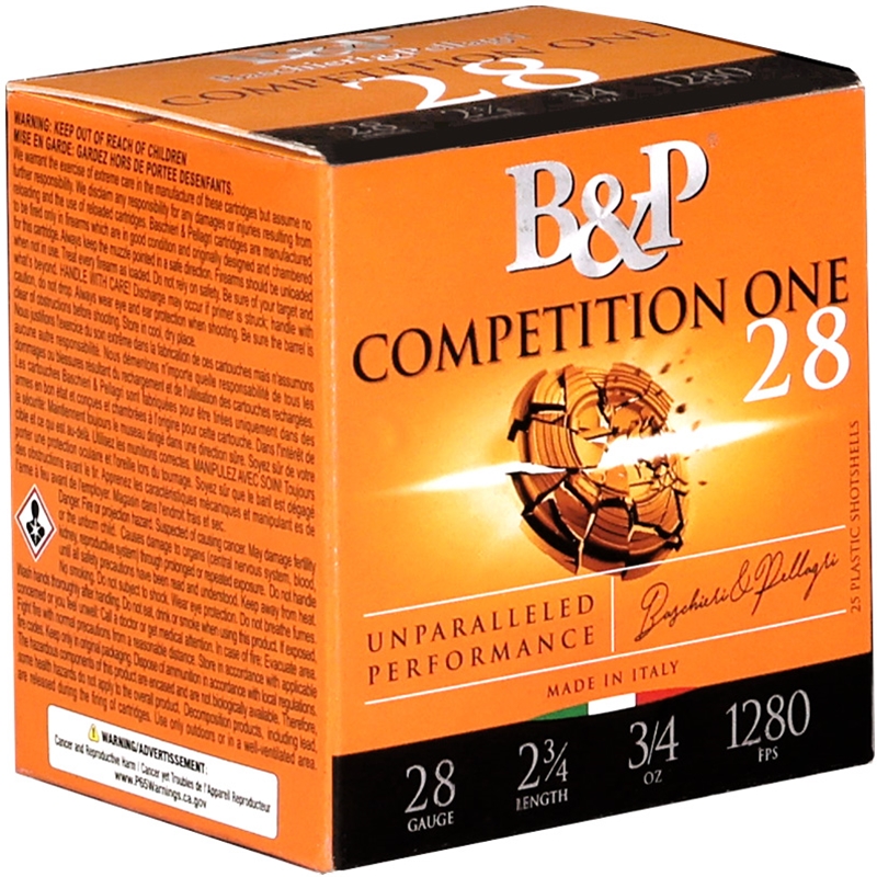 B&P Competition One 28 Gauge Ammo 2 3/4" 3/4 oz #7.5 Lead Shot - 28BCP75