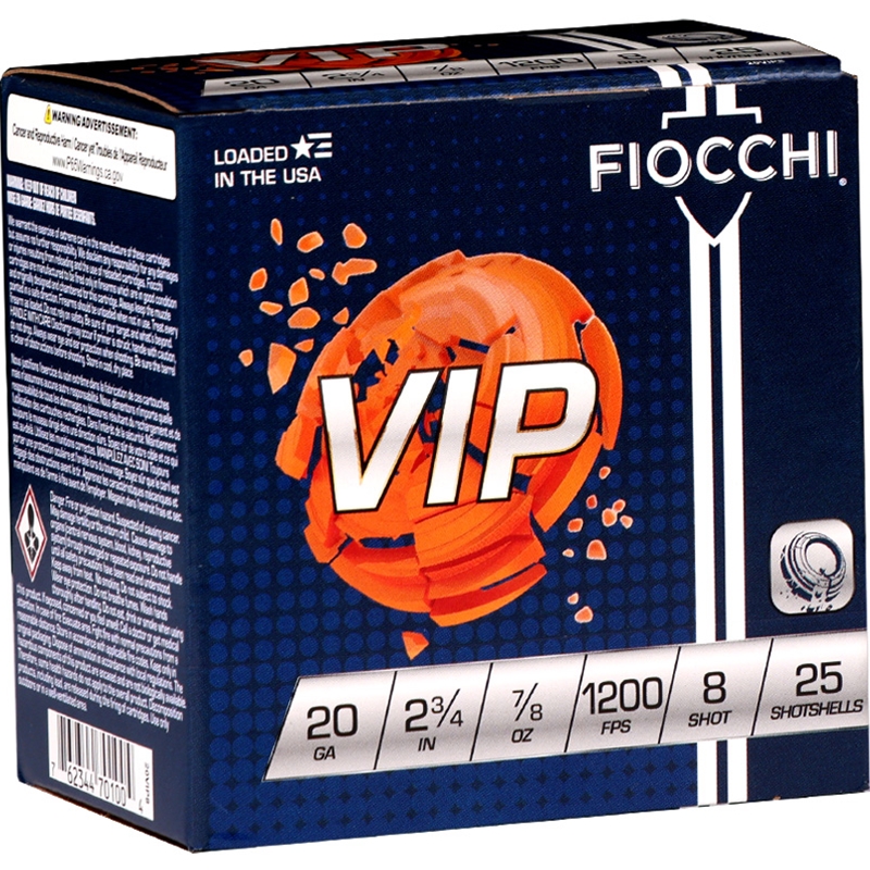 Fiocchi VIP 20 Gauge Ammo 2 3/4" 7/8 oz #8 Lead Shot - 20VIP8