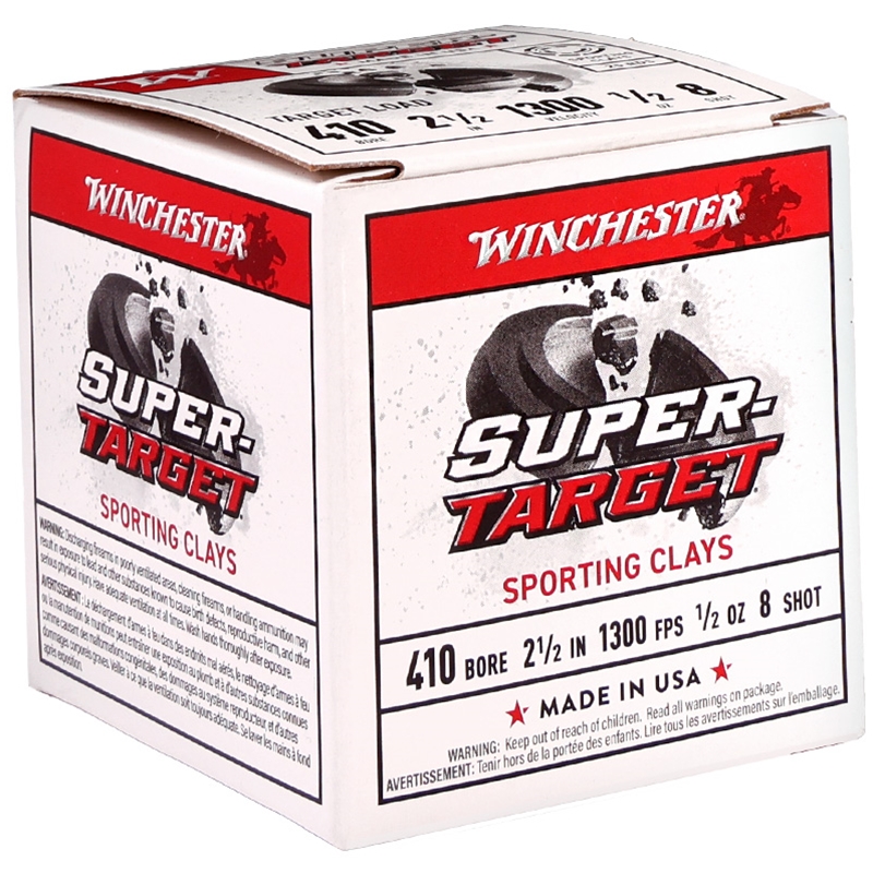Winchester Super Target 410 Bore Ammo 2 1/2" 1/2 oz #8 Lead Shot - TRGTS418