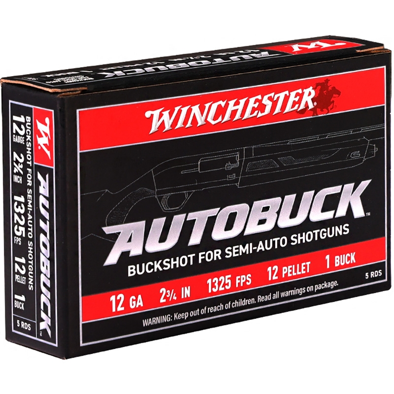 Winchester Autobuck 12 Gauge Ammo 2 3/4" #1 Buckshot 12 Pellets - USAB121