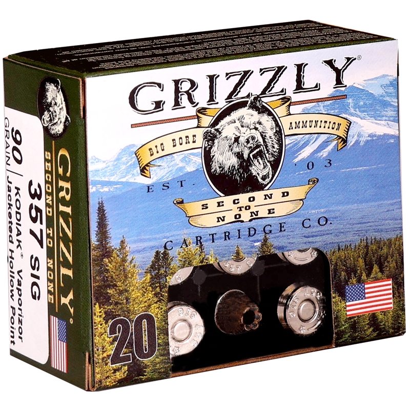 Grizzly 357 SIG Ammo 90 Grain Jacketed Hollow Point - GC357S2