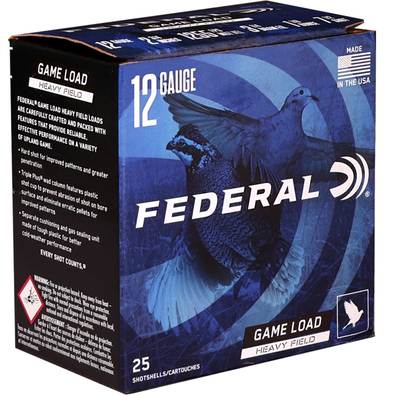 Federal Game Load 12 Gauge Ammo 2 3/4" 1 1/8 oz 3 1/4 DRAM #7 1/2 Lead Shot - H123 7.5