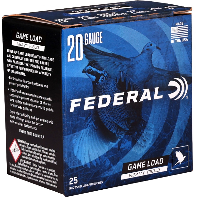 Federal Game Load 20 Gauge Ammo 2 3/4" 1 oz 2 1/2 DRAM #6 Lead Shot - H202 6
