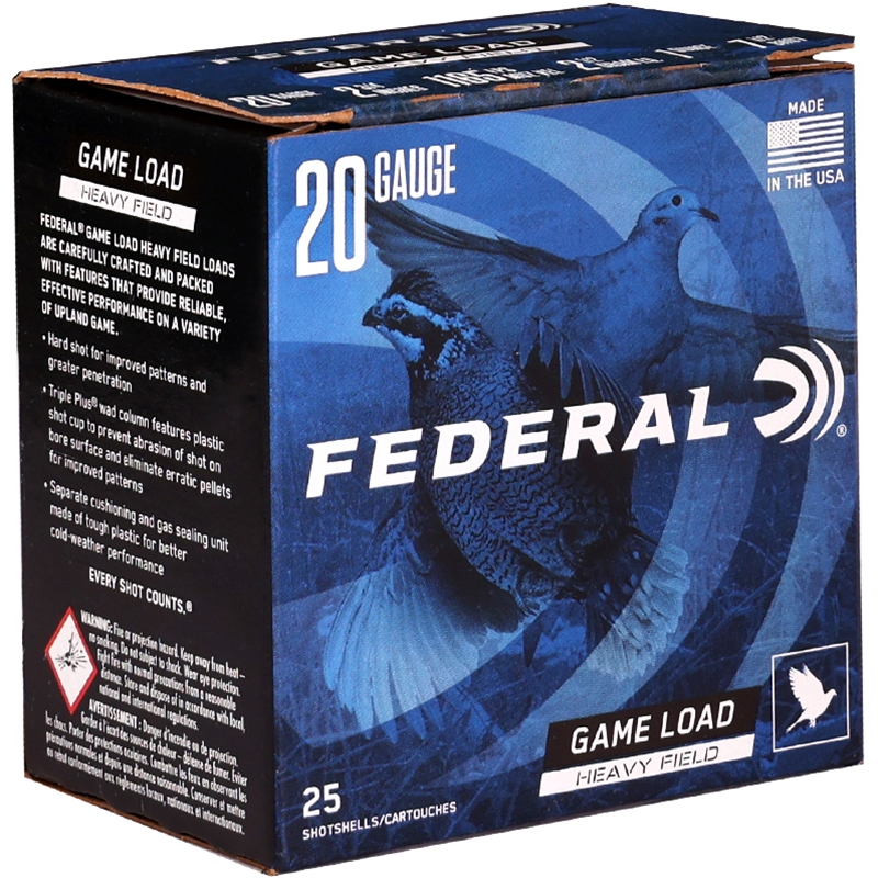 Federal Game Load 20 Gauge Ammo 2 3/4" 1 oz 2 3/4" 2 1/2 DRAM #7 1/2 Lead Shot - H202 7.5