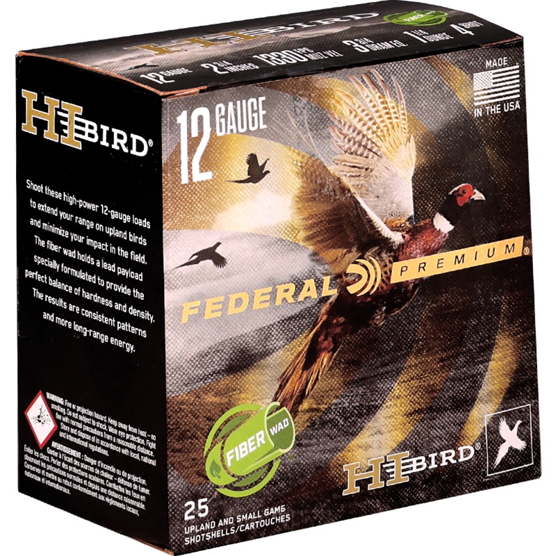 Federal Hi-Bird 12 Gauge Ammo 2 3/4" 1 1/4 oz 3 3/4 DRAM #4 Lead Shot - HVF12HW 4