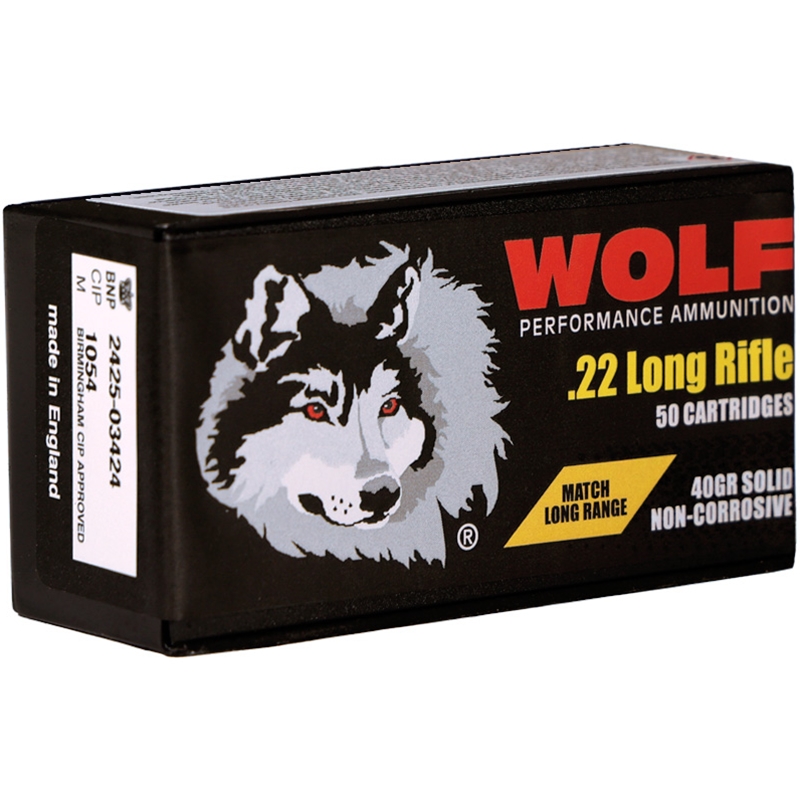 Wolf Match Long Range 22LR Ammo 40 Grain Lead Round Nose - WOLFMLR 