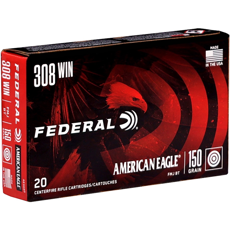 Federal American Eagle 308 Winchester Ammo 150 Grain Full Metal Jacket - AE308D