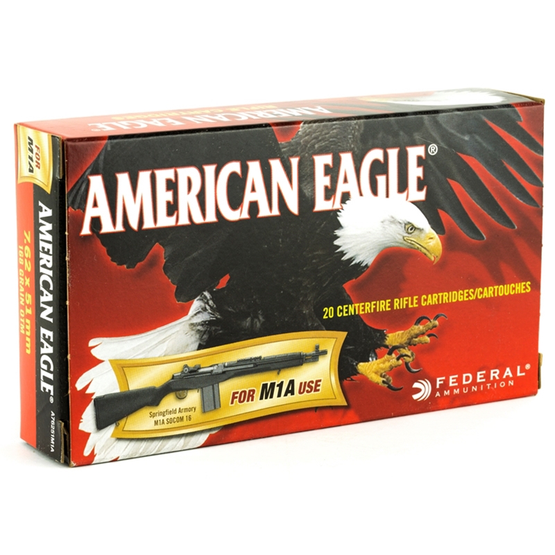 Federal American Eagle 7.62x51mm Ammo 168 Grain Open Tip Match - A76251M1A